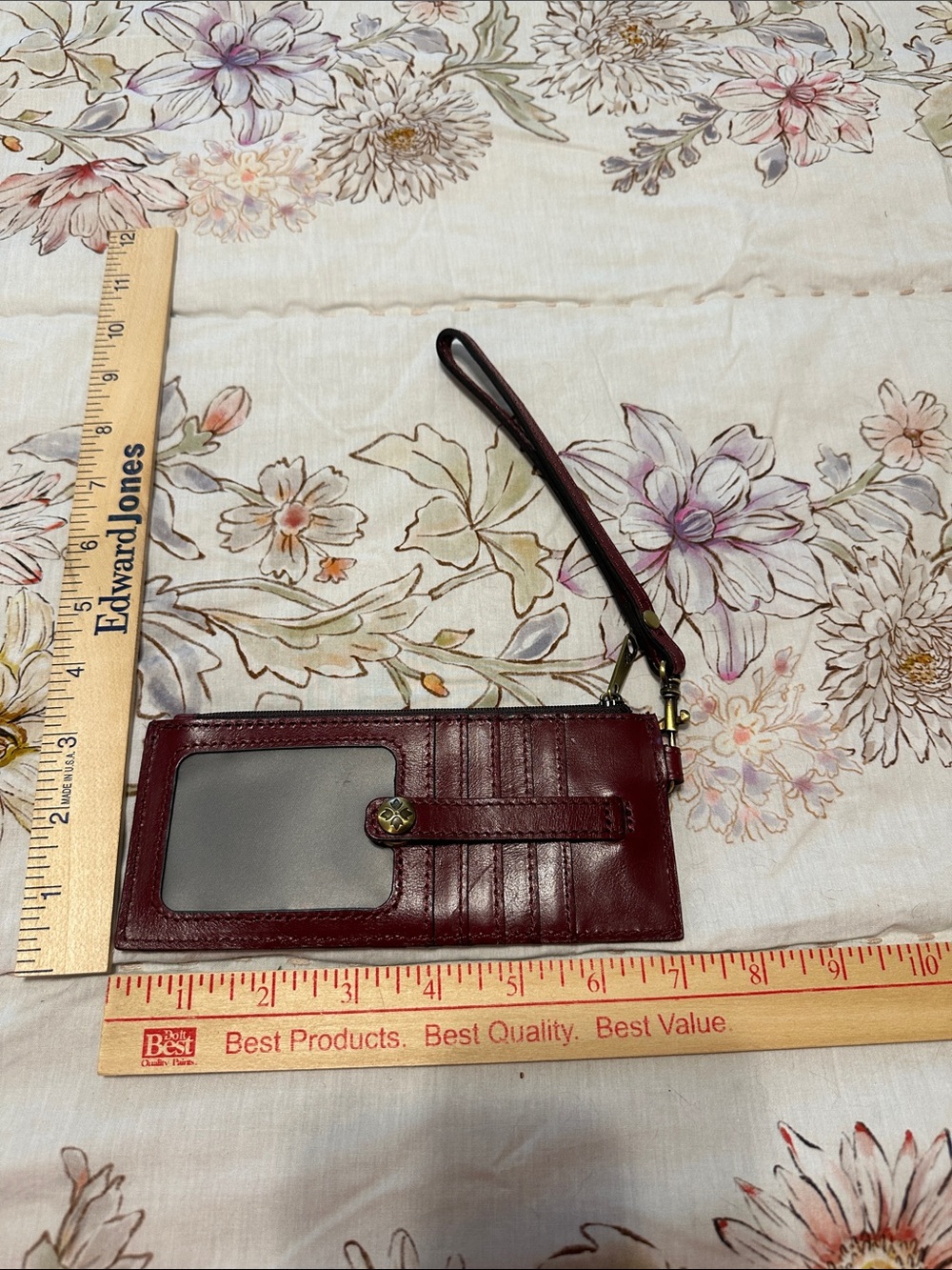 Patricia Nash Leather Wristlet ID Card Holder - Burgundy